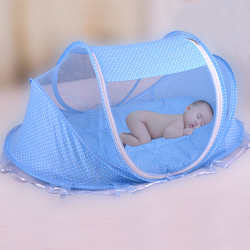 Lit moustiquaire pliable pour bébé avec oreiller – vue 1