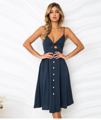 Robe longue dos nu sans manches pour femme – vue 4