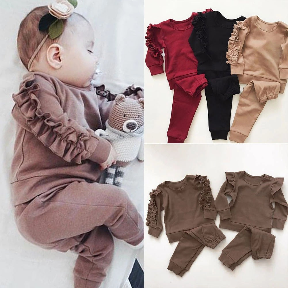 Ensemble bébé nouveau-né à volants 2 pièces – vue 1