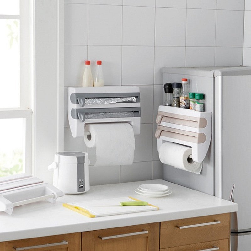 Support mural 4-en-1 pour rouleaux de cuisine – vue 1