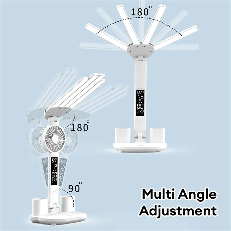Lampe de Bureau LED Rechargeable 4-en-1 avec Horloge, Porte-Stylo et 3 Températures de Lumière – ELBÉ Home – vue 2