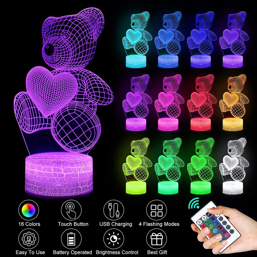 Veilleuse LED 3D en acrylique USB – vue 1