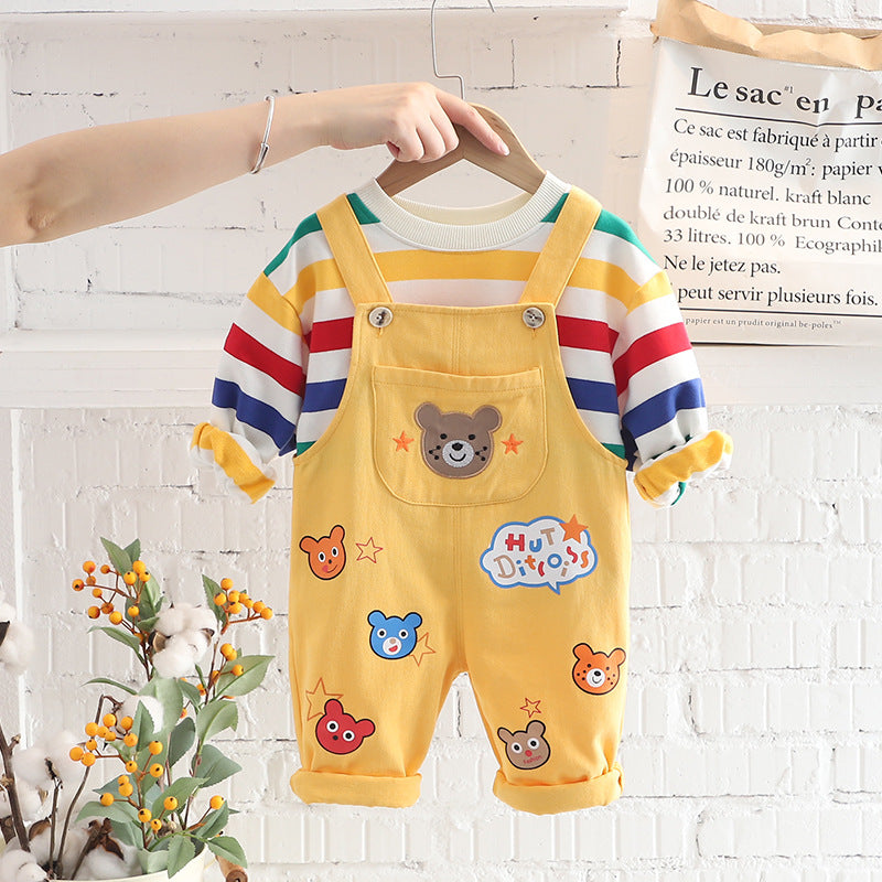 ELBÉ KIDS™ – Ensemble Bébé Salopette & Haut Rayé – vue 6