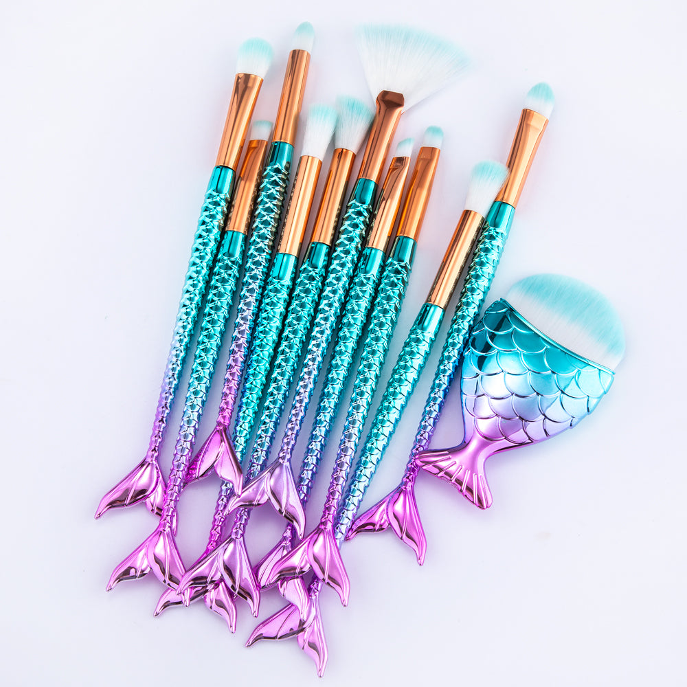Set de 11 pinceaux de maquillage sirène – vue 1