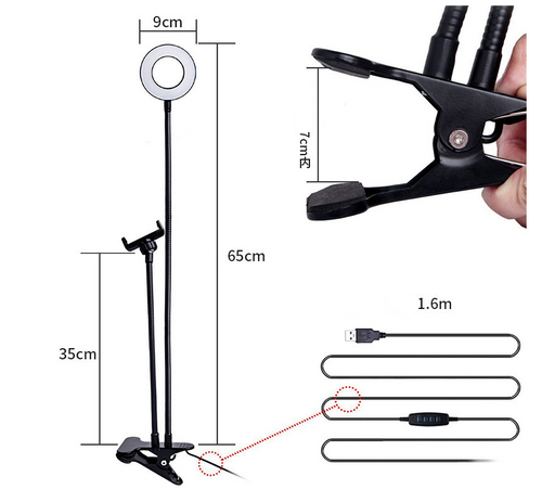 Mini anneau lumineux LED pour selfie 8 cm – vue 2