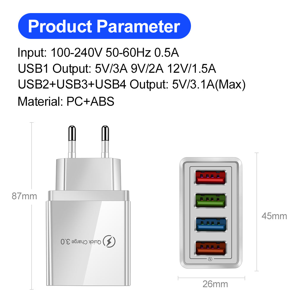 Adaptateur secteur USB 4 ports Quick Charge 3.0 – vue 2