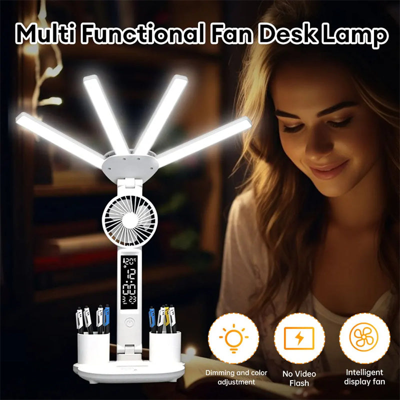 Lampe de Bureau LED Rechargeable 4-en-1 avec Horloge, Porte-Stylo et 3 Températures de Lumière – ELBÉ Home – vue 3