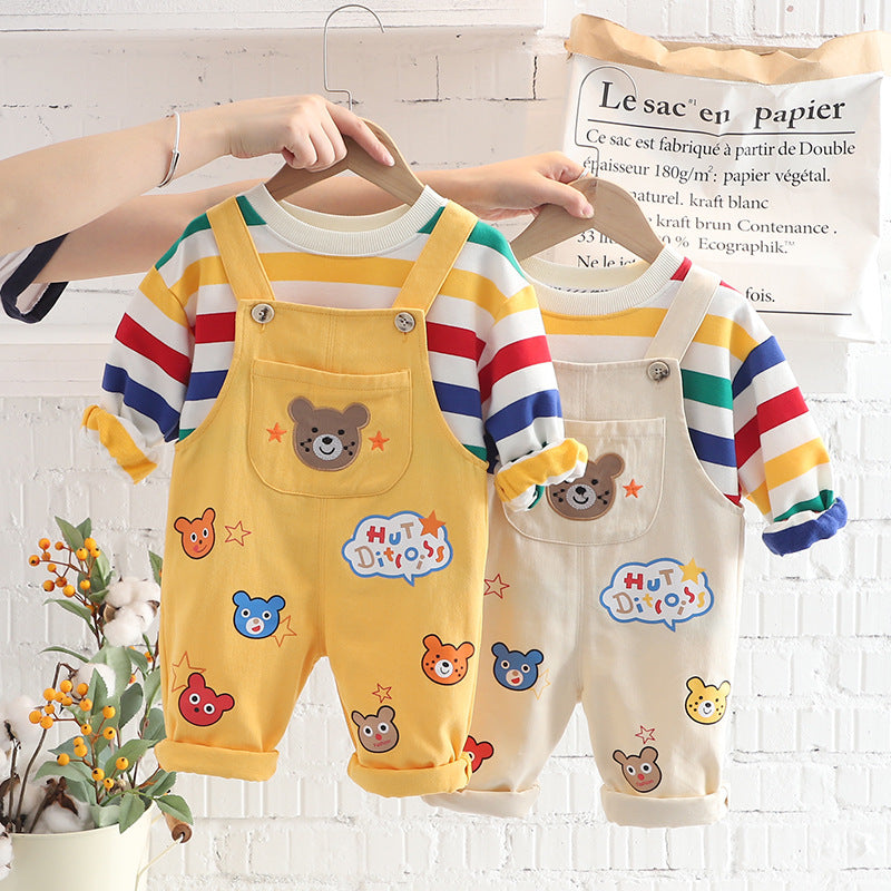 ELBÉ KIDS™ – Ensemble Bébé Salopette & Haut Rayé – vue 8